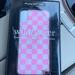 Pink Checkered Wildflower X/Xs iPhone Case
